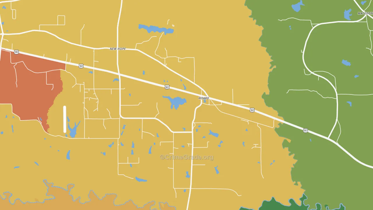 Hoard, TX Map of Murder Rates