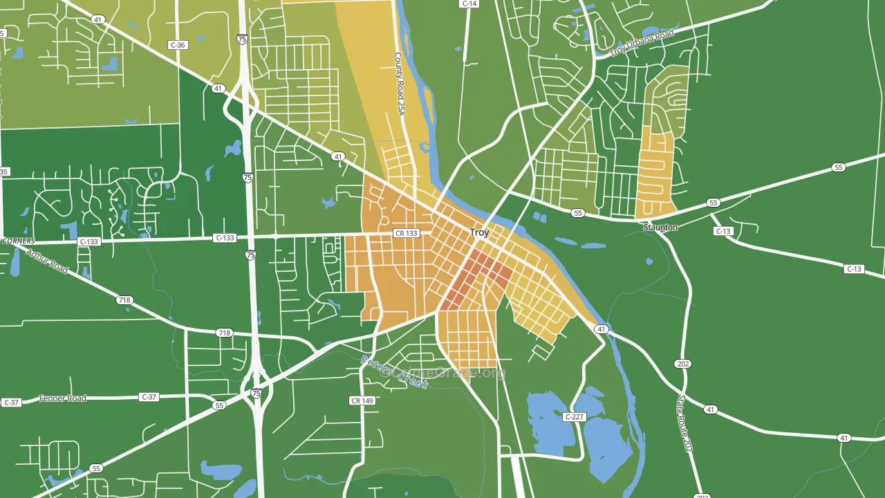 Hobart Circle Historic District, Troy, OH Map of Murder Rates