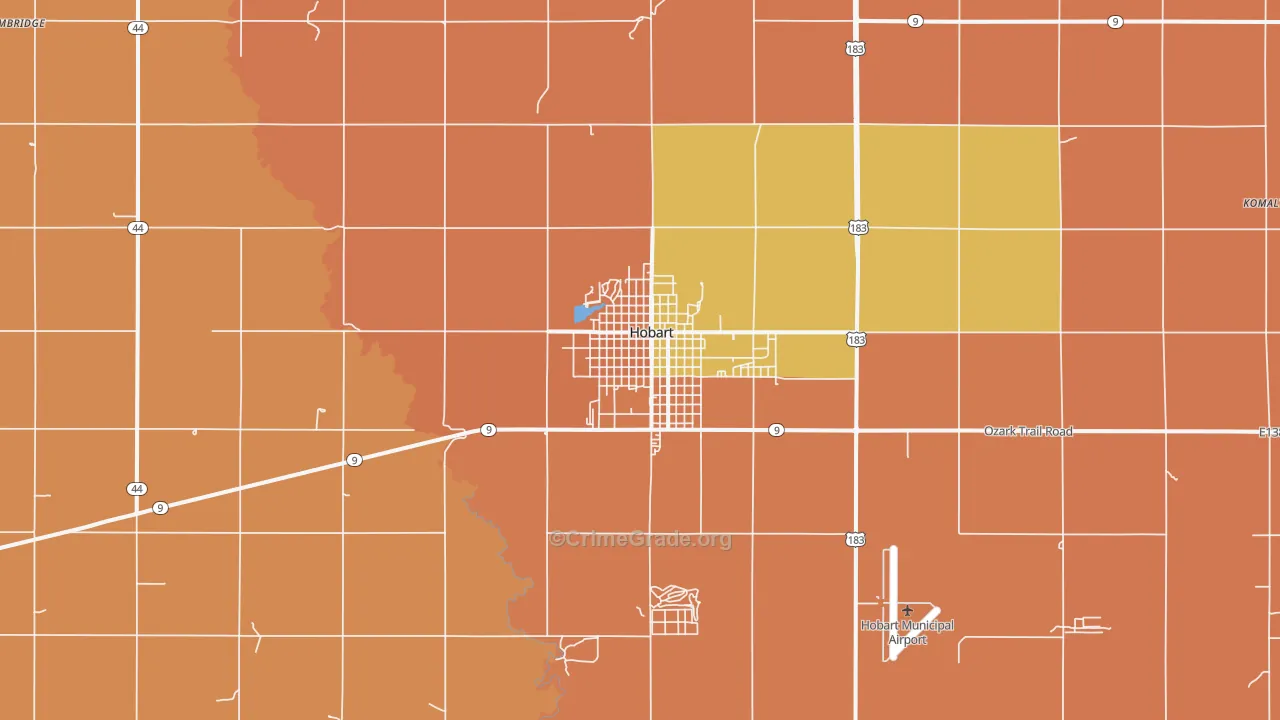 Hobart, OK Map of Murder Rates