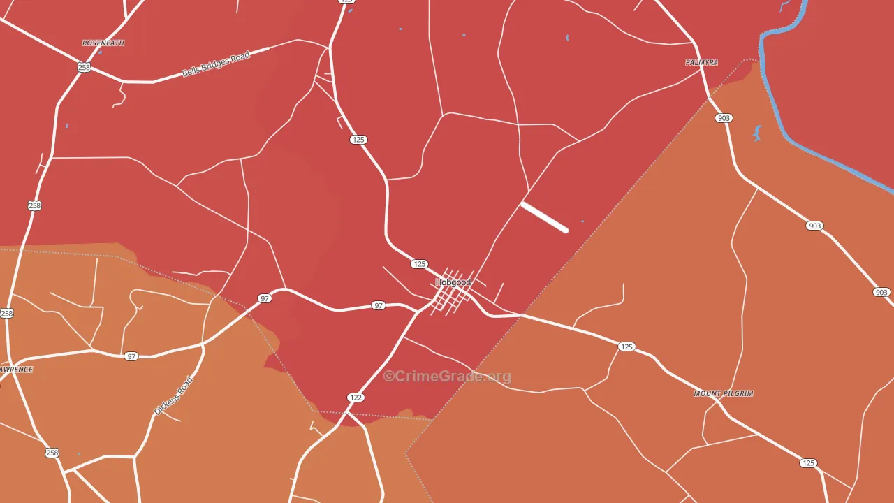Hobgood, NC Map of Murder Rates