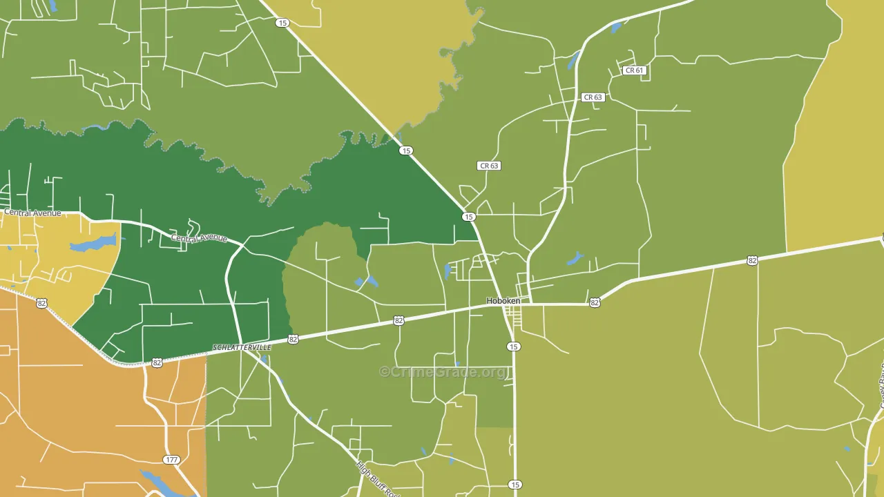 Hoboken, GA Map of Murder Rates