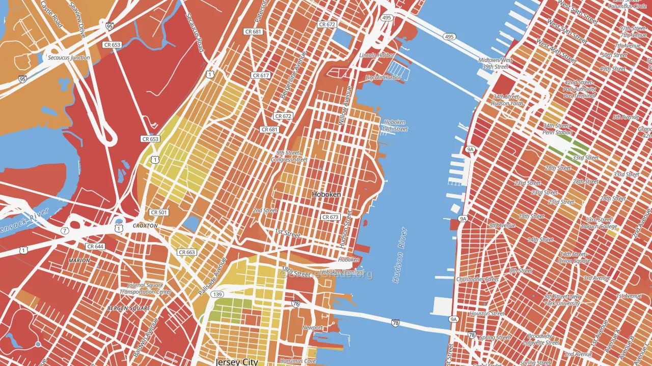 Hoboken, NJ Map of Murder Rates