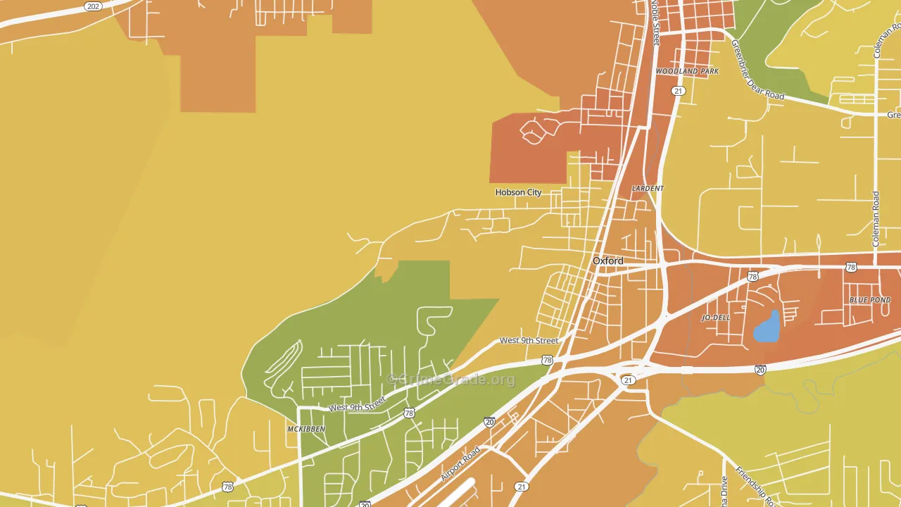 Hobson City, AL Map of Murder Rates