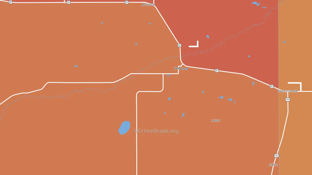 Hobson, MT Map of Murder Rates