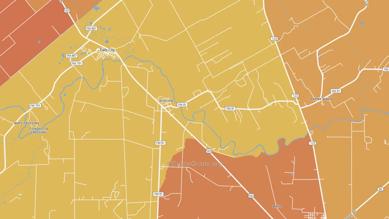 Hobson, TX Map of Murder Rates