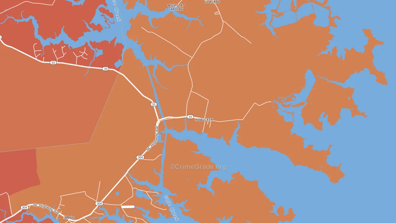 Hobucken, NC Map of Murder Rates