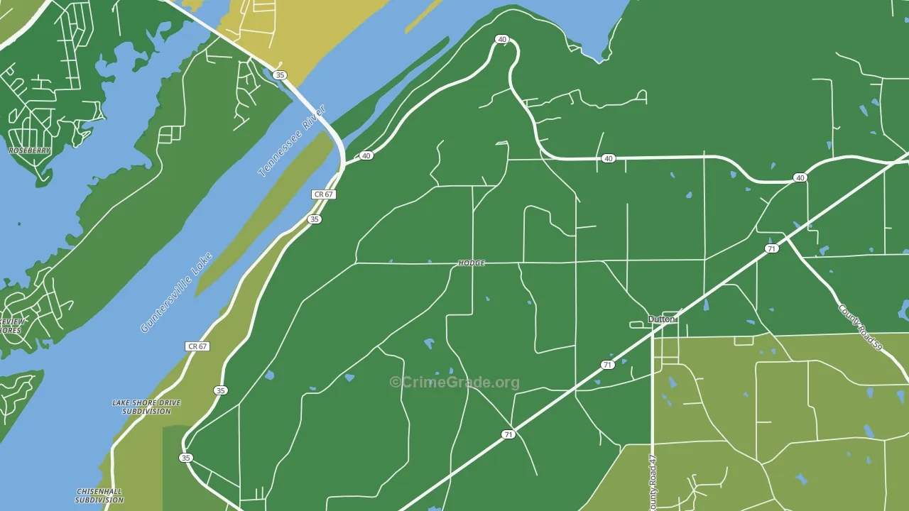 Hodge, AL Map of Murder Rates