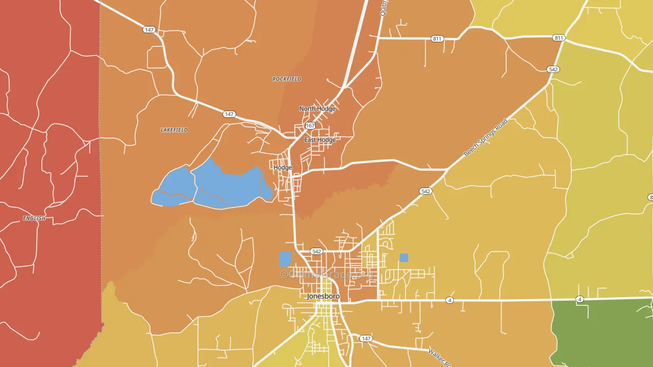 Hodge, LA Map of Murder Rates
