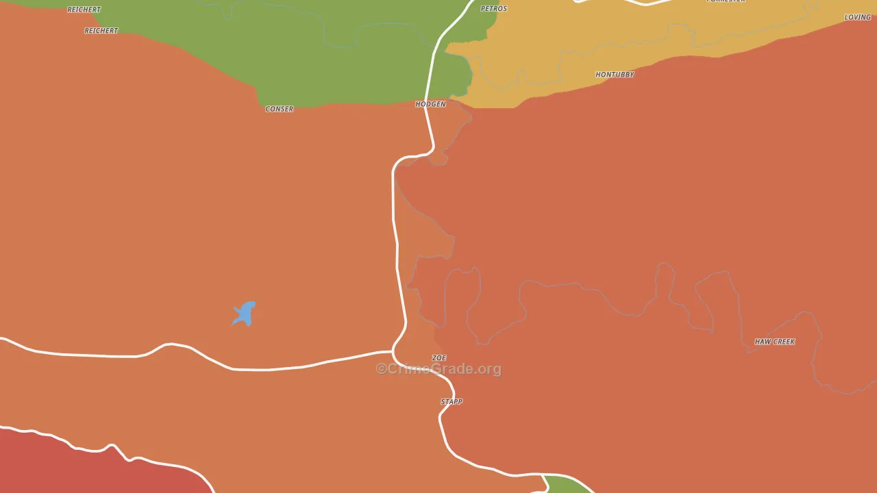 Hodgen, OK Map of Murder Rates
