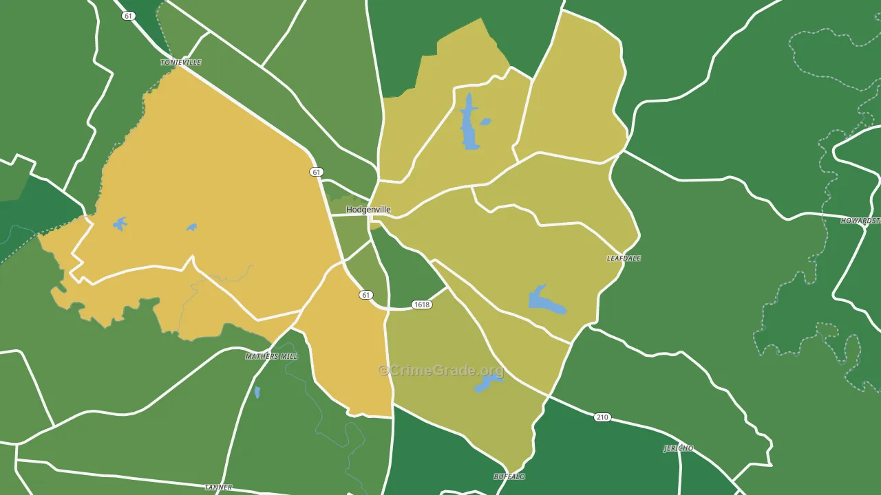 Hodgenville, KY Map of Murder Rates