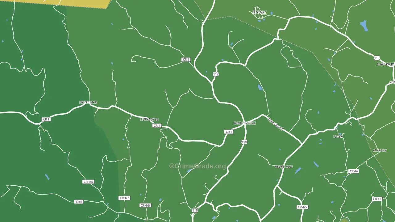 Hodgesville, WV Map of Murder Rates