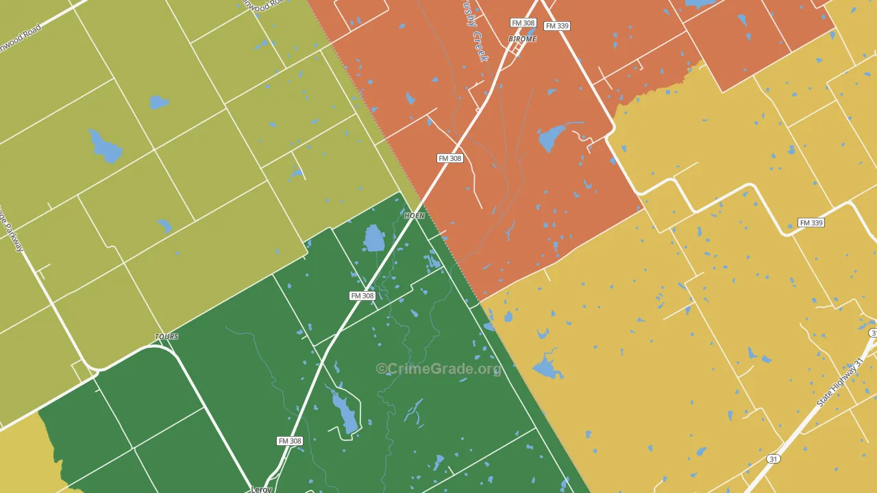 Hoen, TX Map of Murder Rates