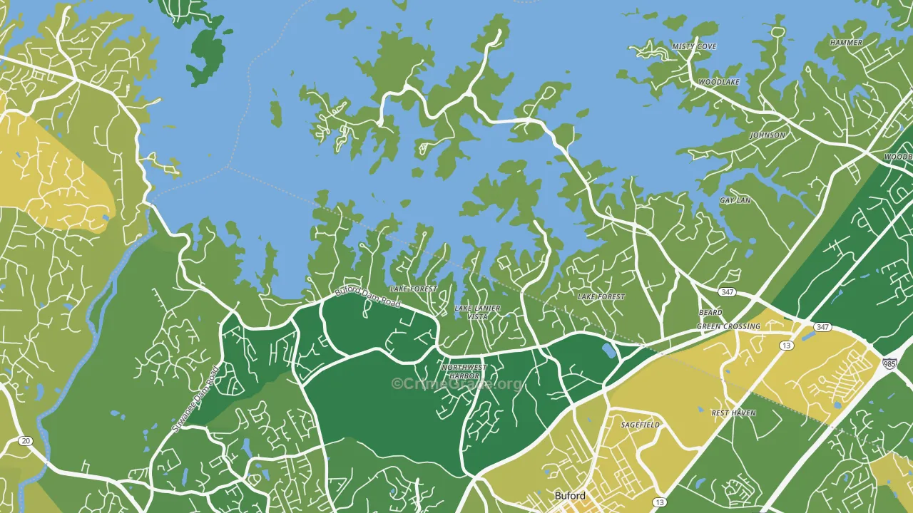 Hog Mountain, GA Map of Murder Rates