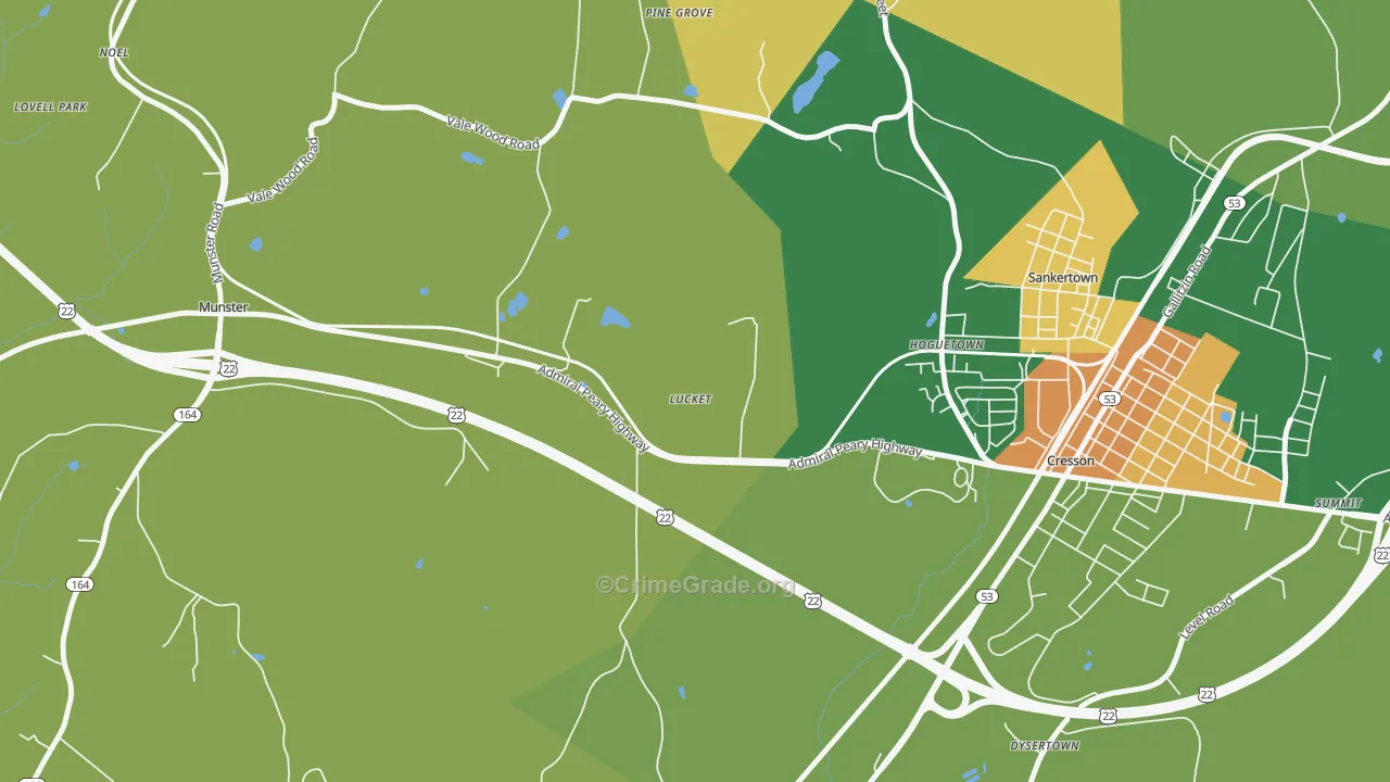 Hoguetown, PA Map of Murder Rates
