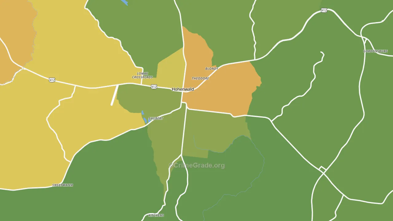 Hohenwald, TN Map of Murder Rates