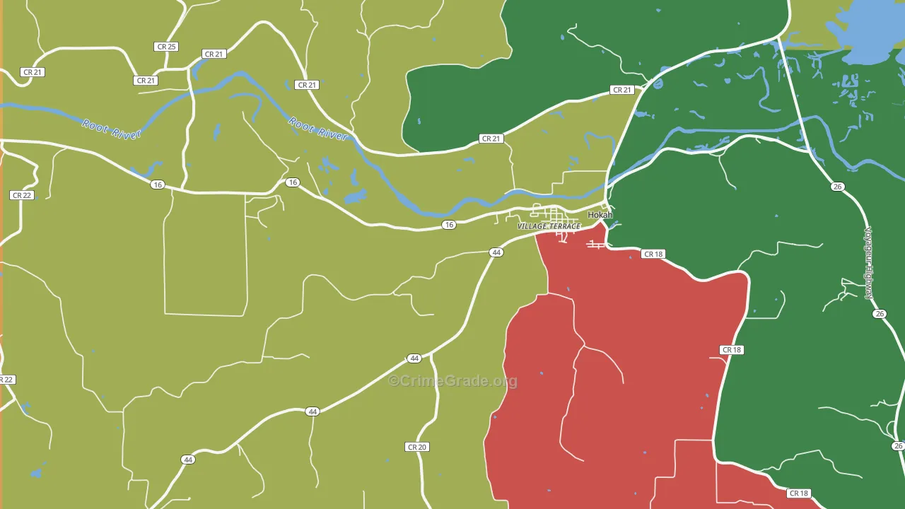 Hokah, MN Map of Murder Rates