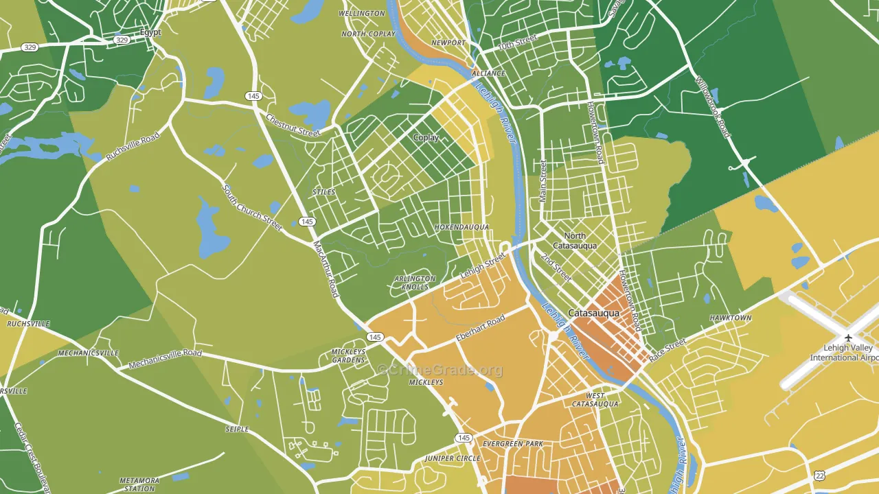 Hokendauqua, PA Map of Murder Rates