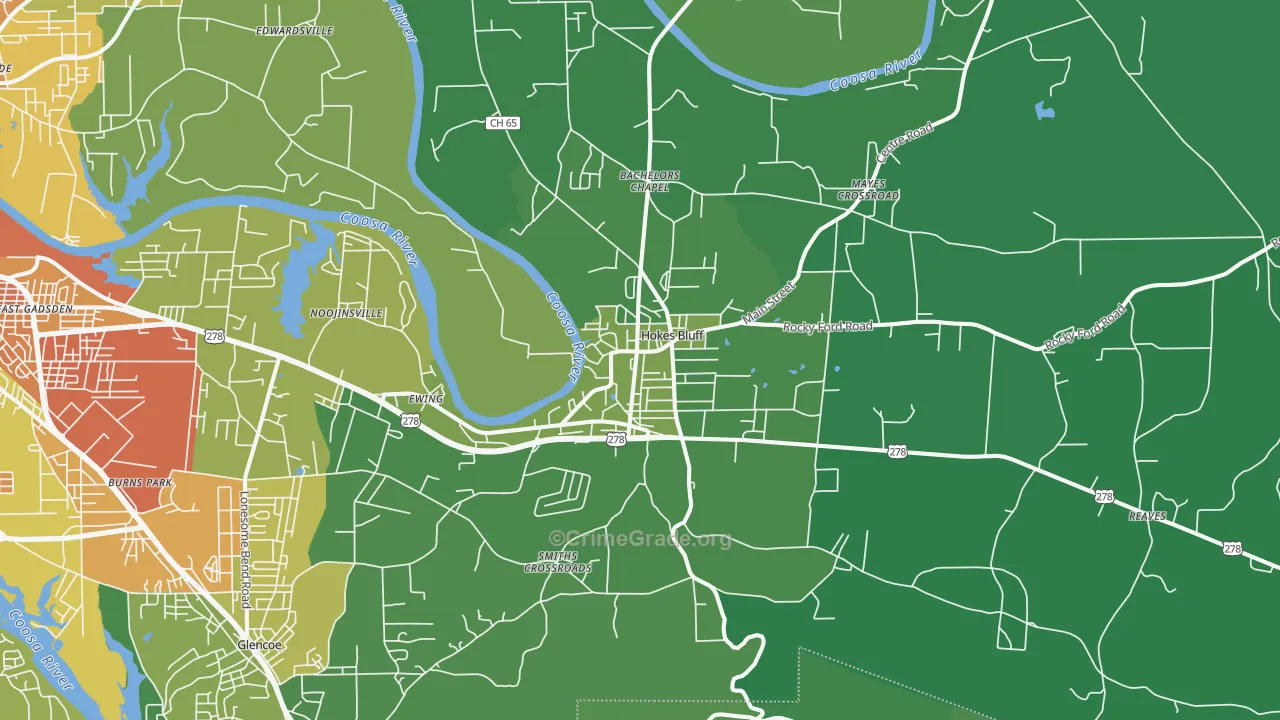 Hokes Bluff, AL Map of Murder Rates