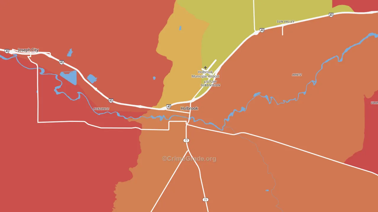 Holbrook, AZ Map of Murder Rates