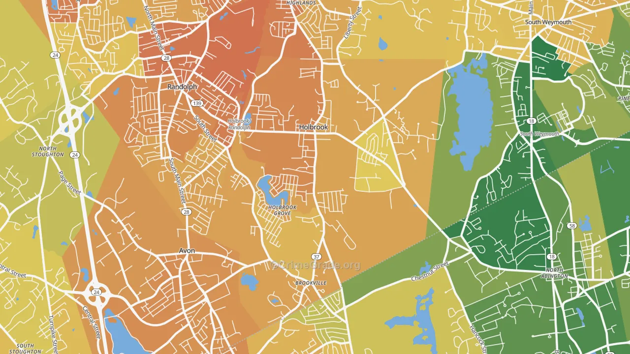 Holbrook, MA Map of Murder Rates