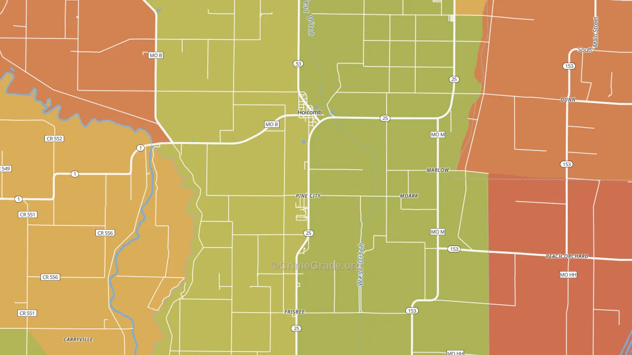 Holcomb, MO Map of Murder Rates