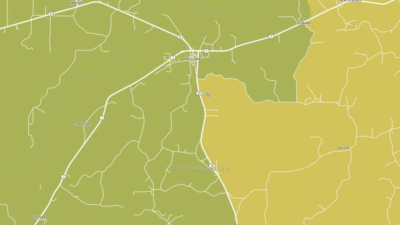 Holcomb, MS Map of Murder Rates