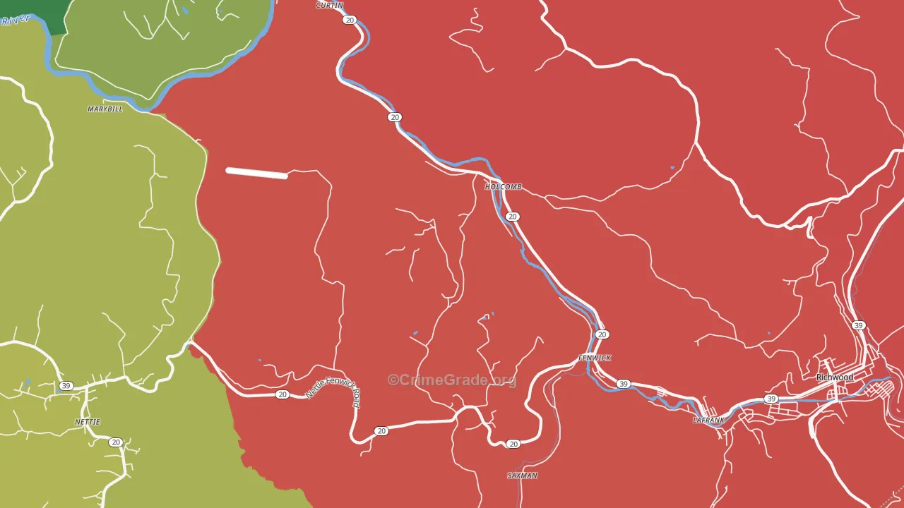 Holcomb, WV Map of Murder Rates