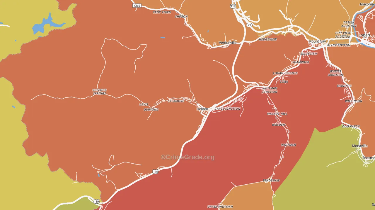Holden, WV Map of Murder Rates