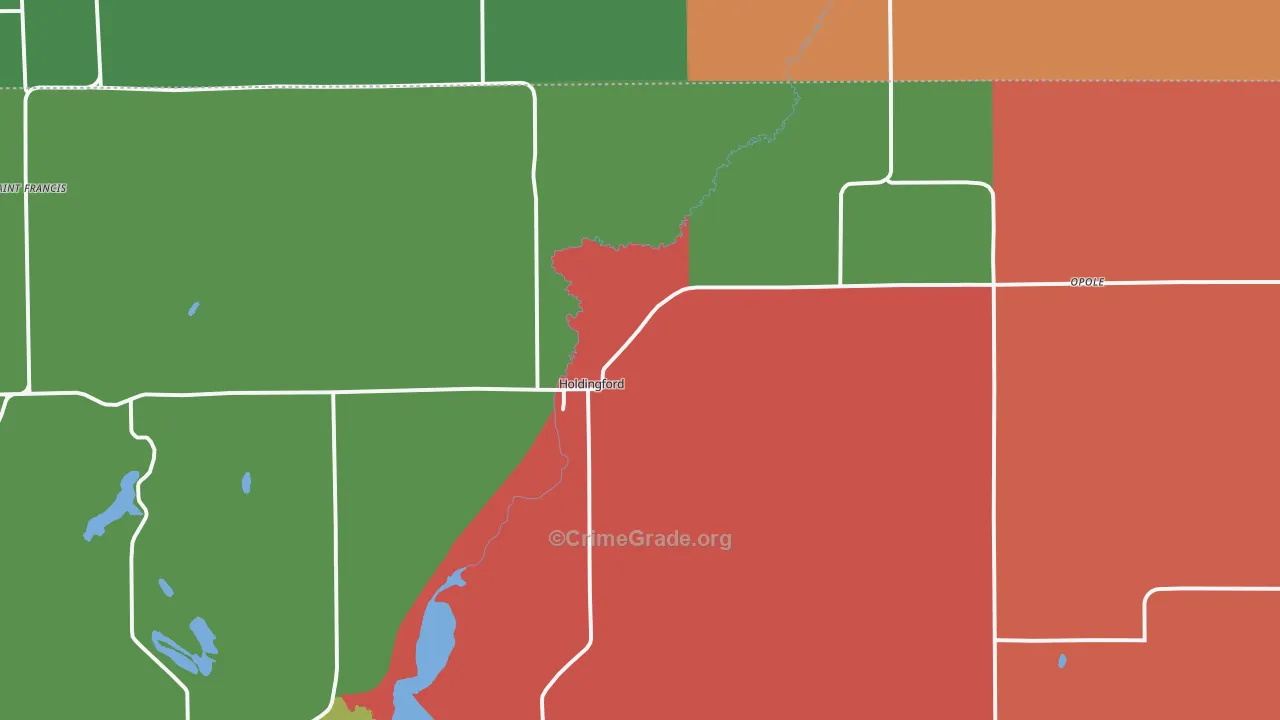 Holdingford, MN Map of Murder Rates