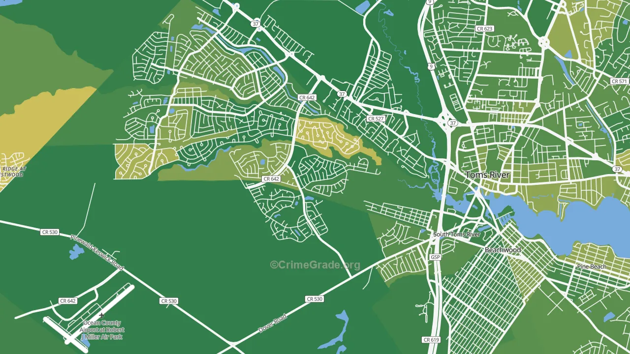 Holiday City South, NJ Map of Murder Rates