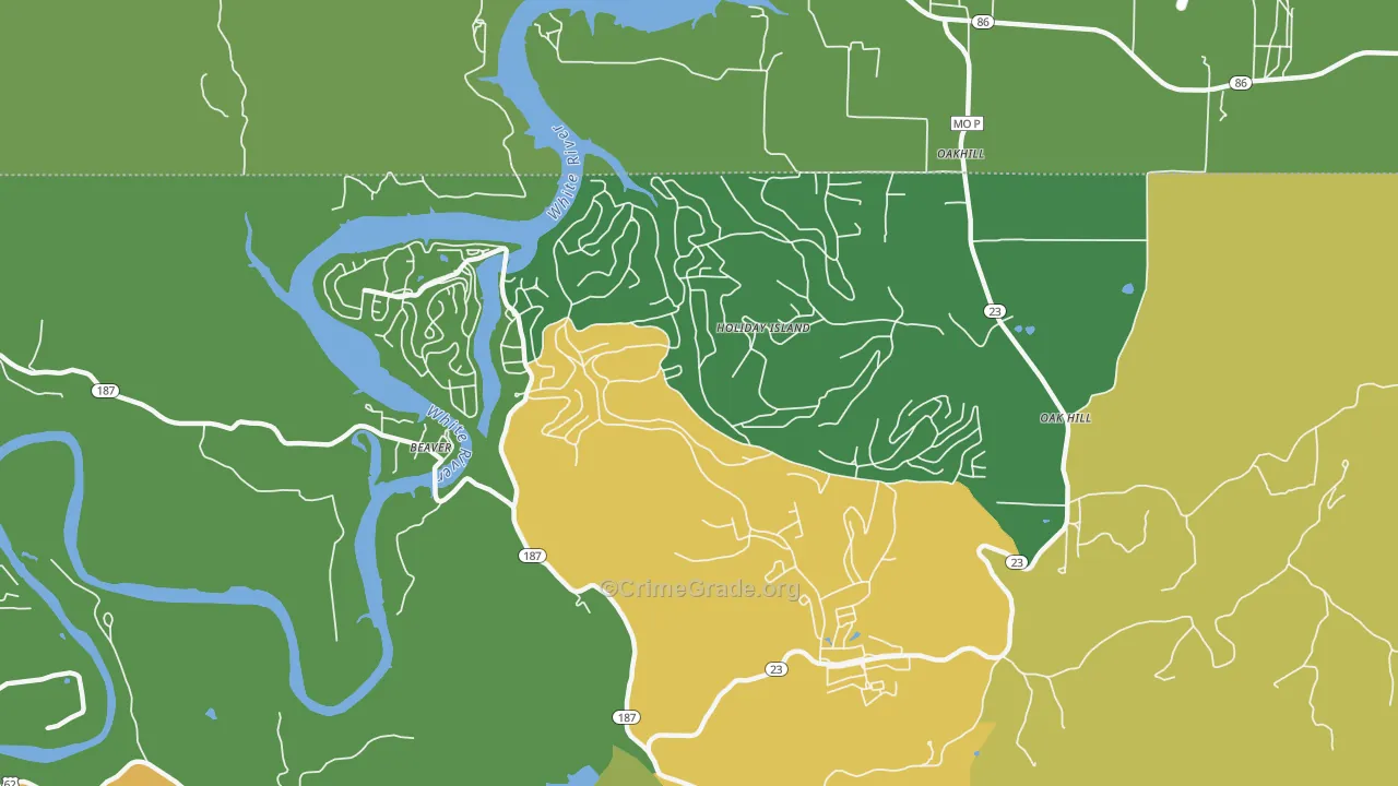 Holiday Island, AR Map of Murder Rates