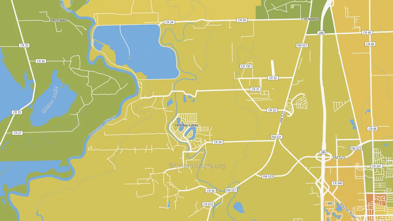 Holiday Lakes, TX Map of Murder Rates