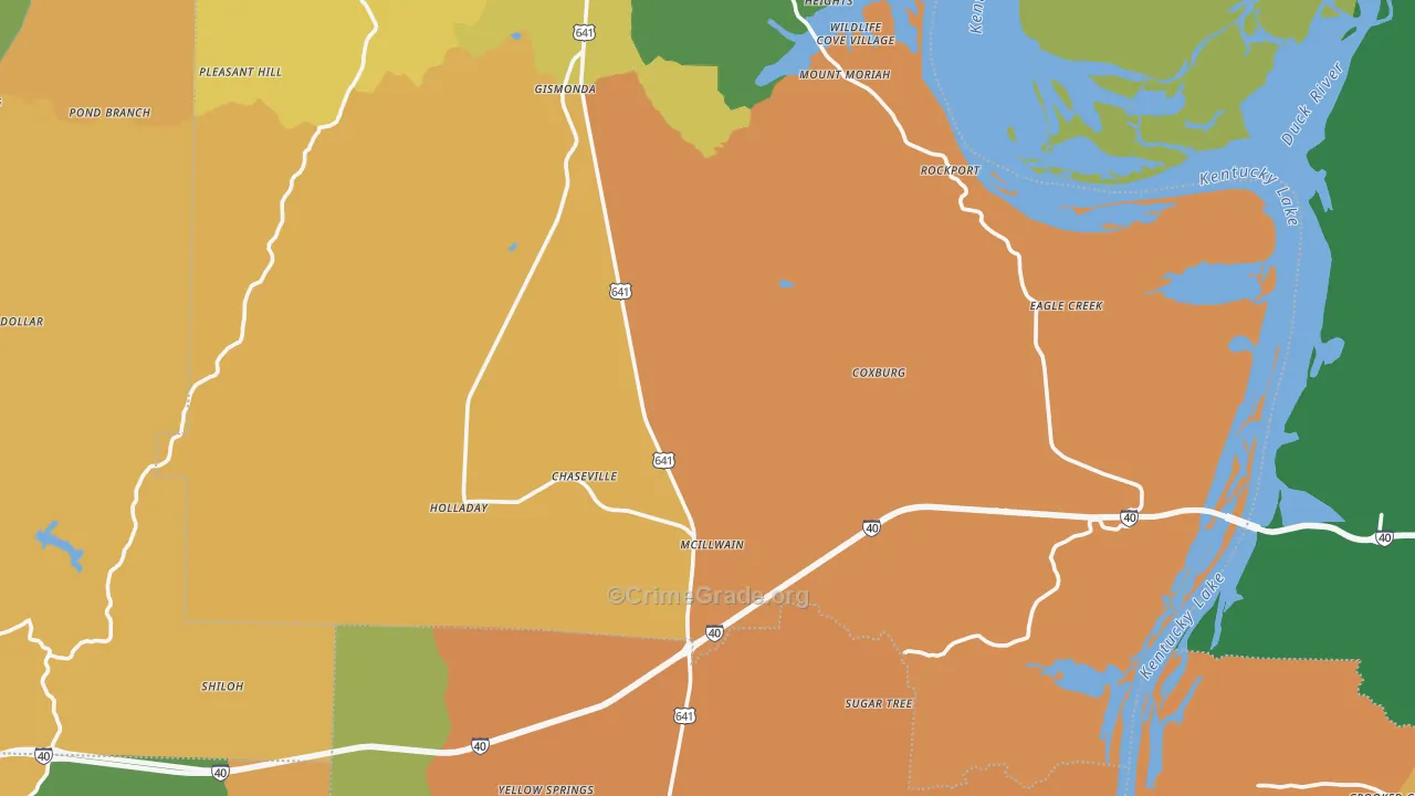 Holladay, TN Map of Murder Rates