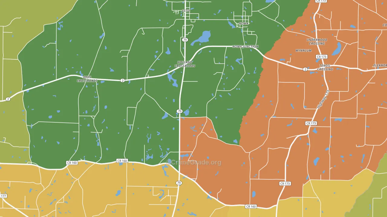 Holland Crossroads, FL Map of Murder Rates