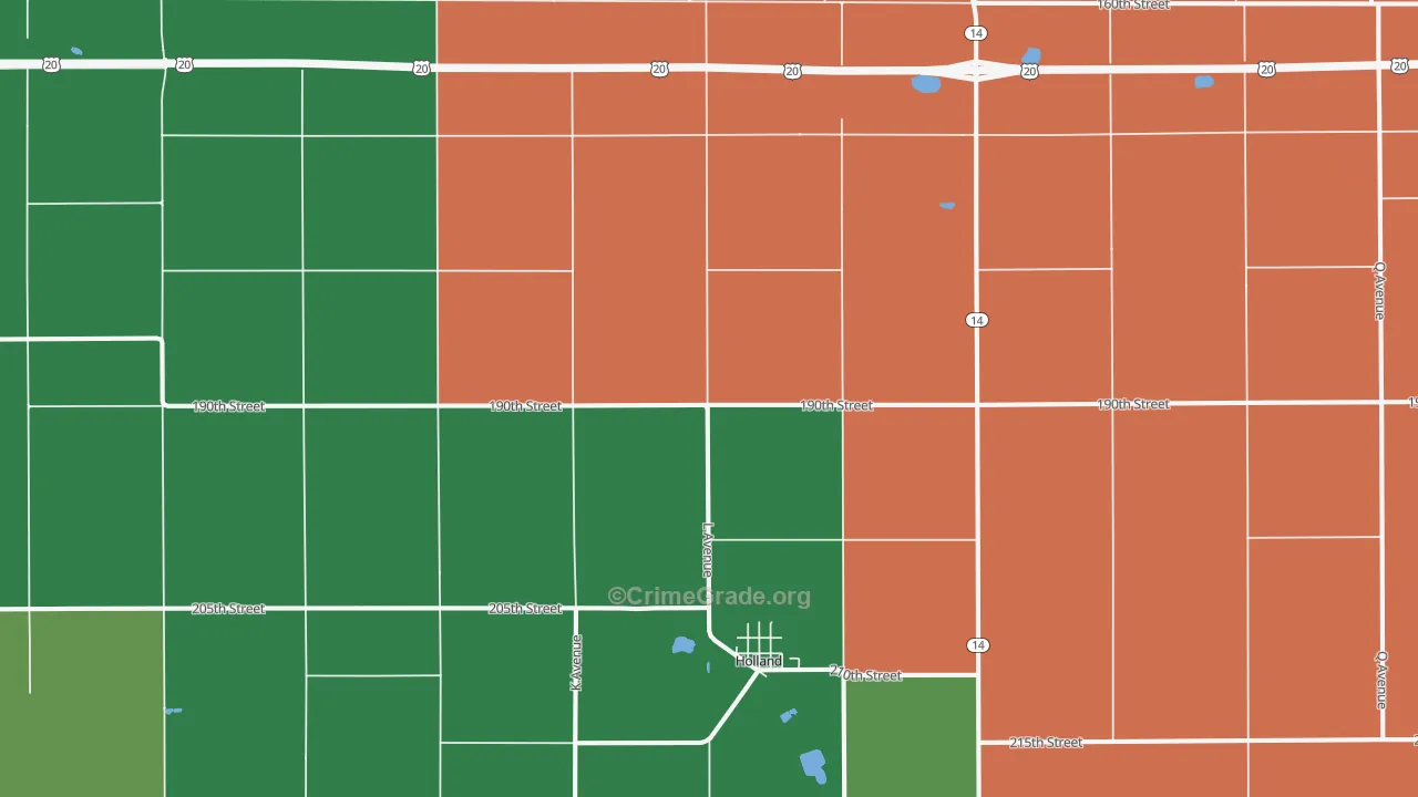 Holland, IA Map of Murder Rates