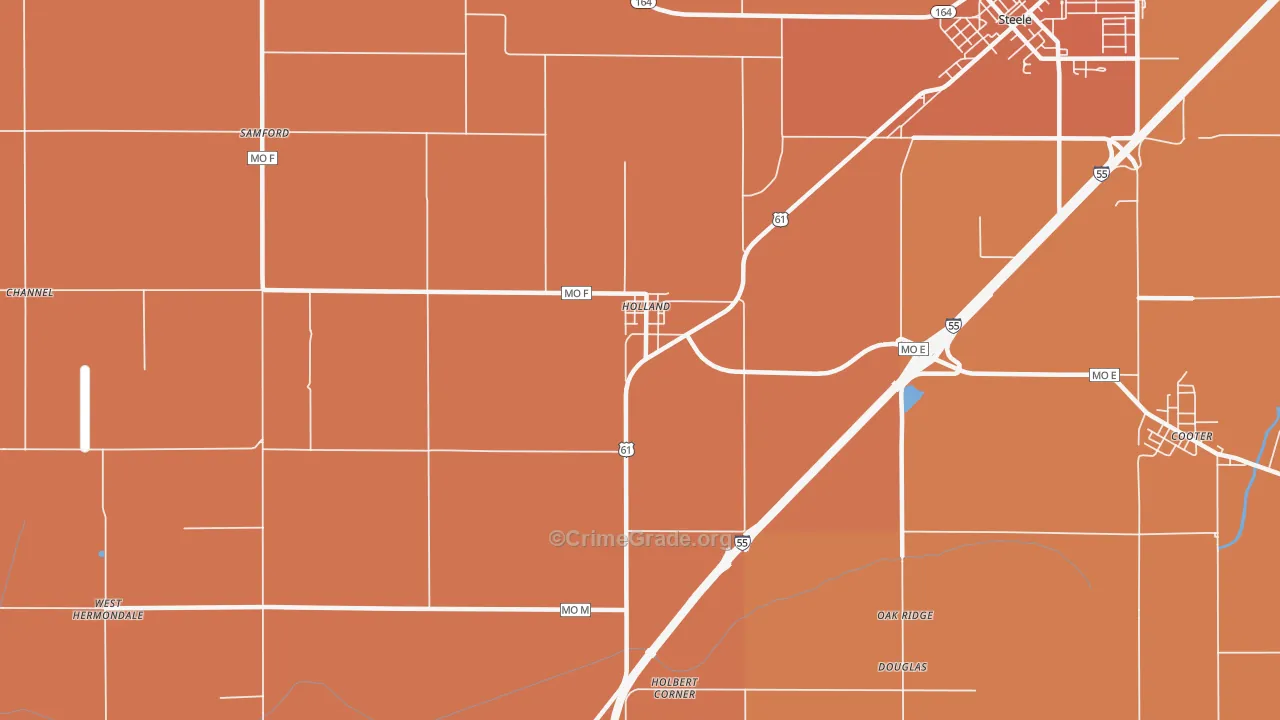 Holland, MO Map of Murder Rates