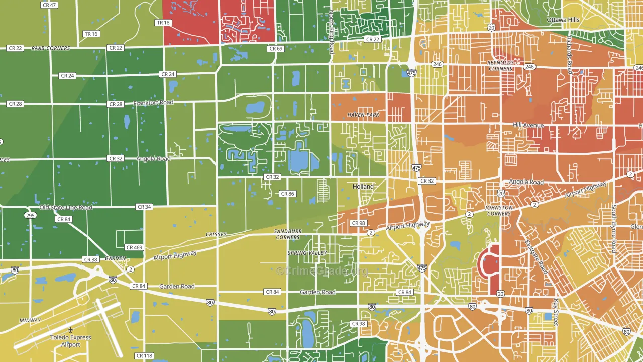 Holland, OH Map of Murder Rates