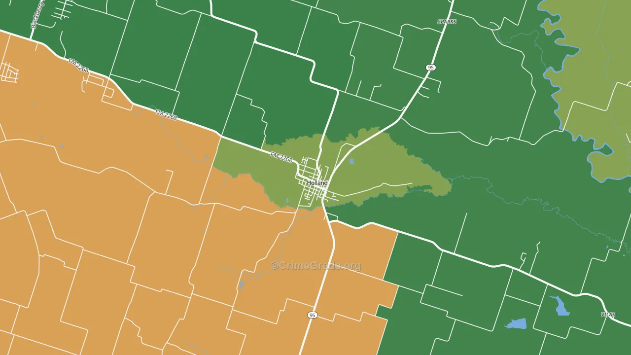 Holland, TX Map of Murder Rates
