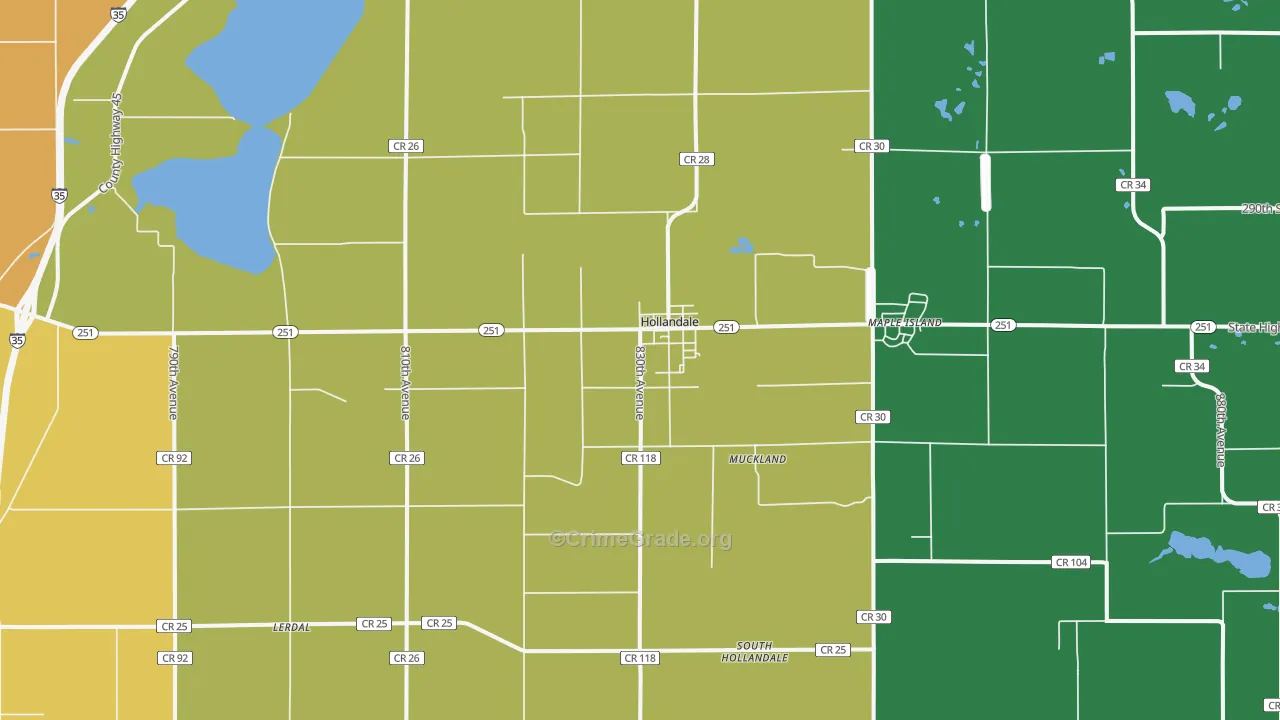 Hollandale, MN Map of Murder Rates