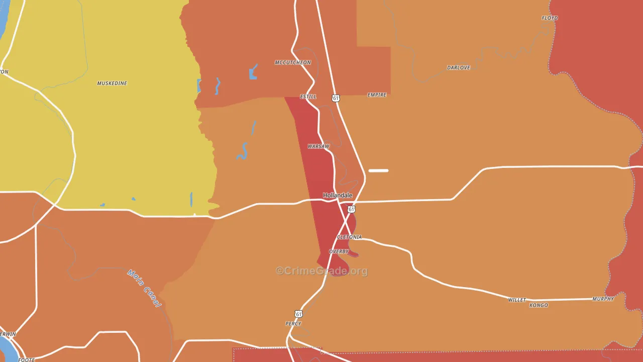 Hollandale, MS Map of Murder Rates