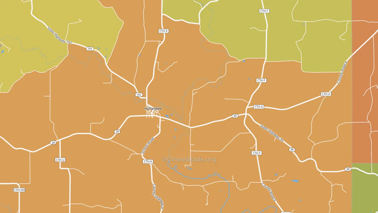 Hollandale, WI Map of Murder Rates