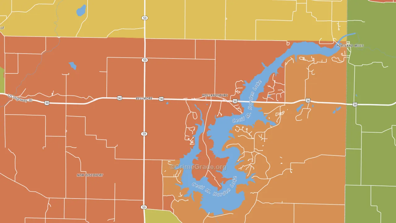 Hollandsburg, IN Map of Murder Rates