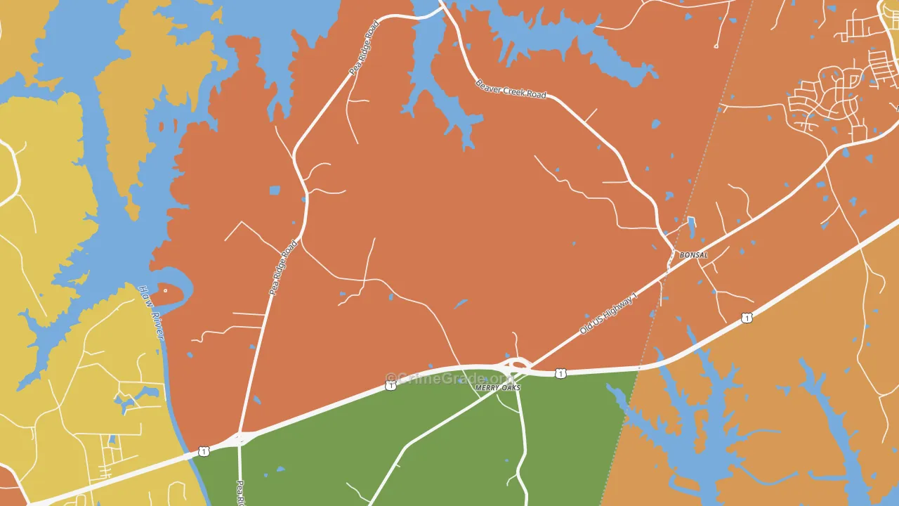 Hollemans Crossroads, NC Map of Murder Rates