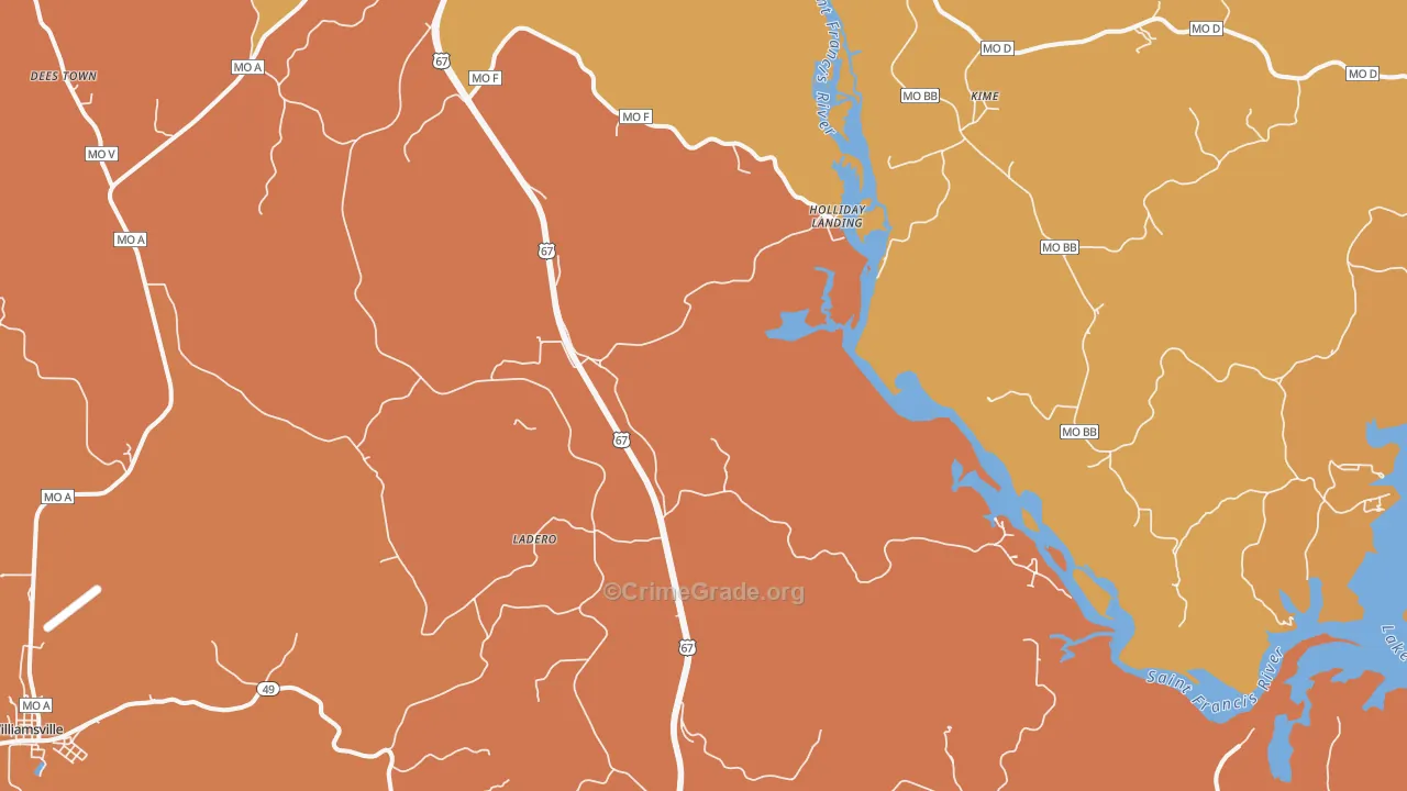 Holliday Landing, MO Map of Murder Rates