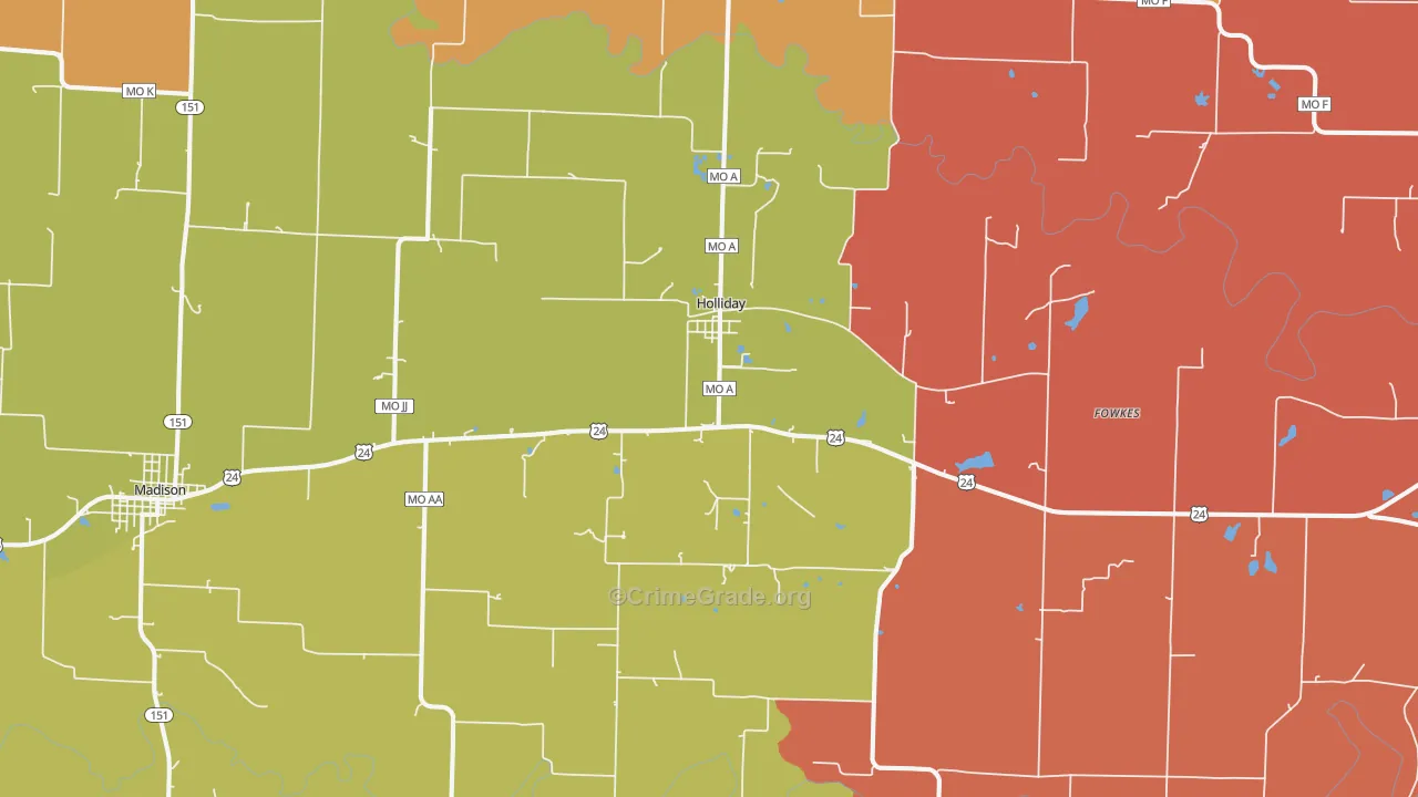 Holliday, MO Map of Murder Rates