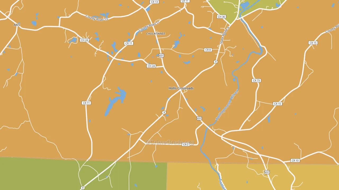 Hollis Crossroads, AL Map of Murder Rates