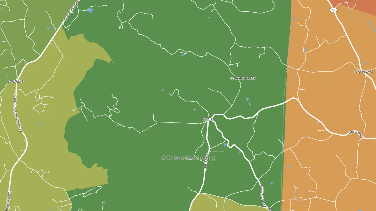 Hollis, NC Map of Murder Rates