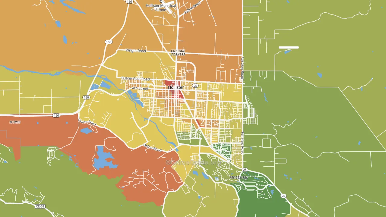 Hollister, CA Map of Murder Rates