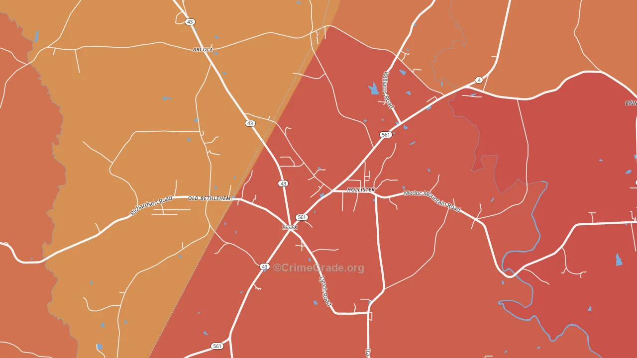 Hollister, NC Map of Murder Rates