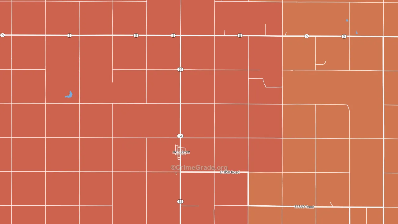 Hollister, OK Map of Murder Rates